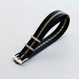 Premium Ribbed Fabric Watch Strap - Black & Khaki - The Strap Tailor