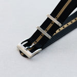 Premium Ribbed Fabric Watch Strap - Black & Khaki - The Strap Tailor