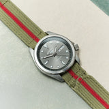 Premium Ribbed Two Piece Ballistic Nylon Strap - Olive Green & Red Pin Stripe - The Strap Tailor