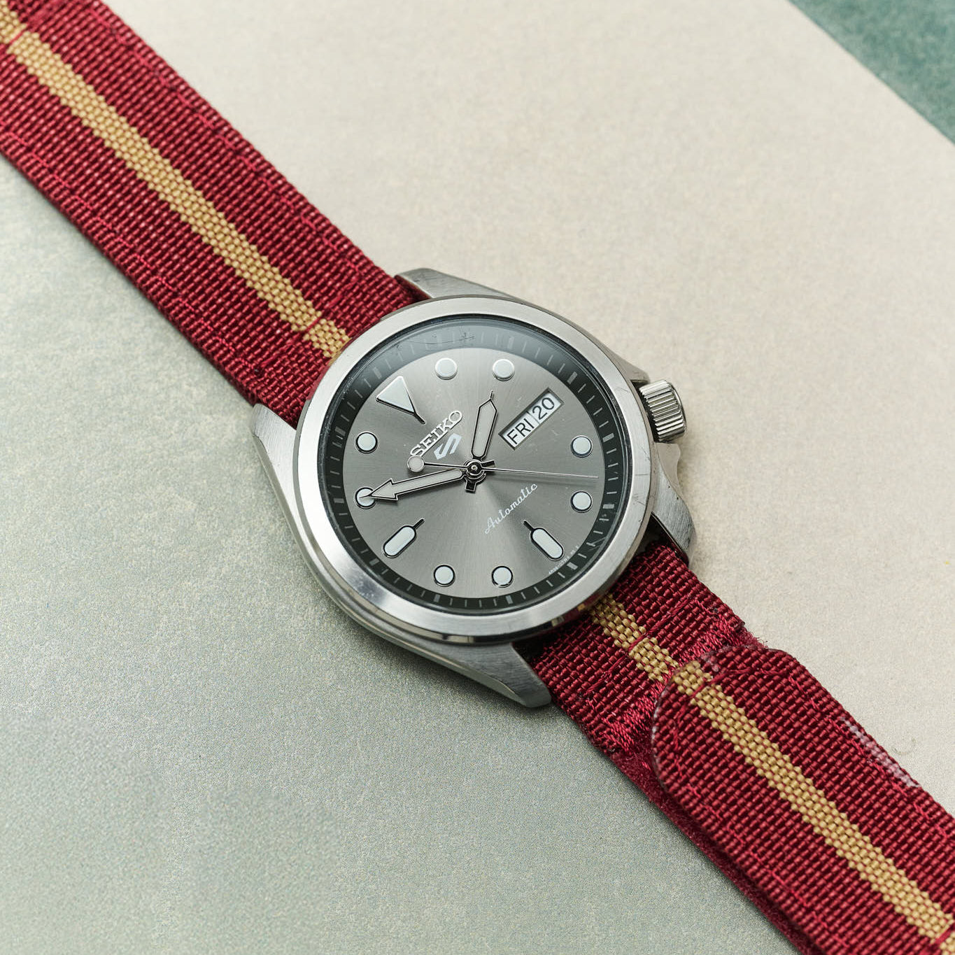 Premium Ribbed Two Piece Ballistic Nylon Strap - Burgundy & Khaki - The Strap Tailor