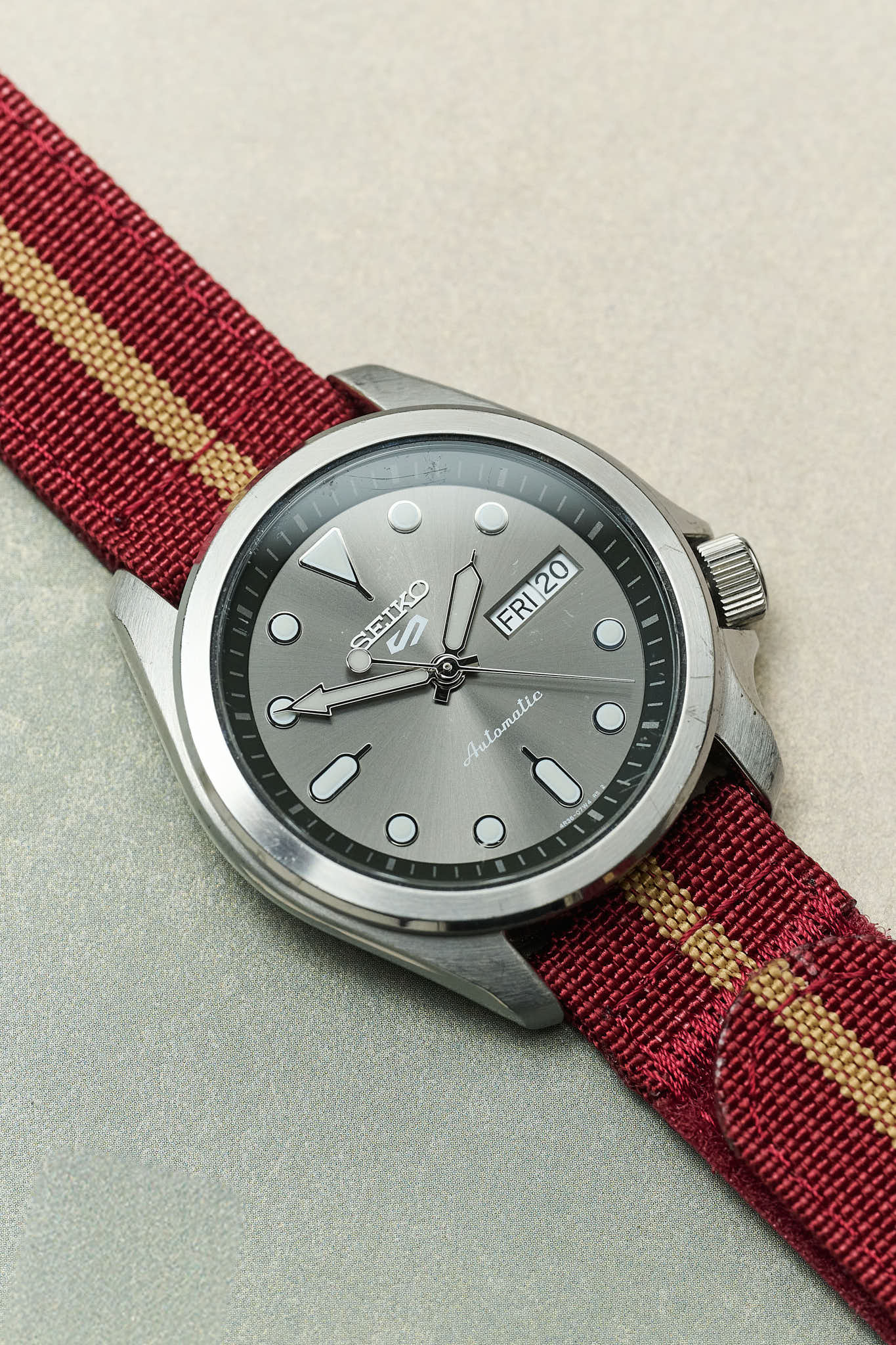 Premium Ribbed Two Piece Ballistic Nylon Strap - Burgundy & Khaki - The Strap Tailor