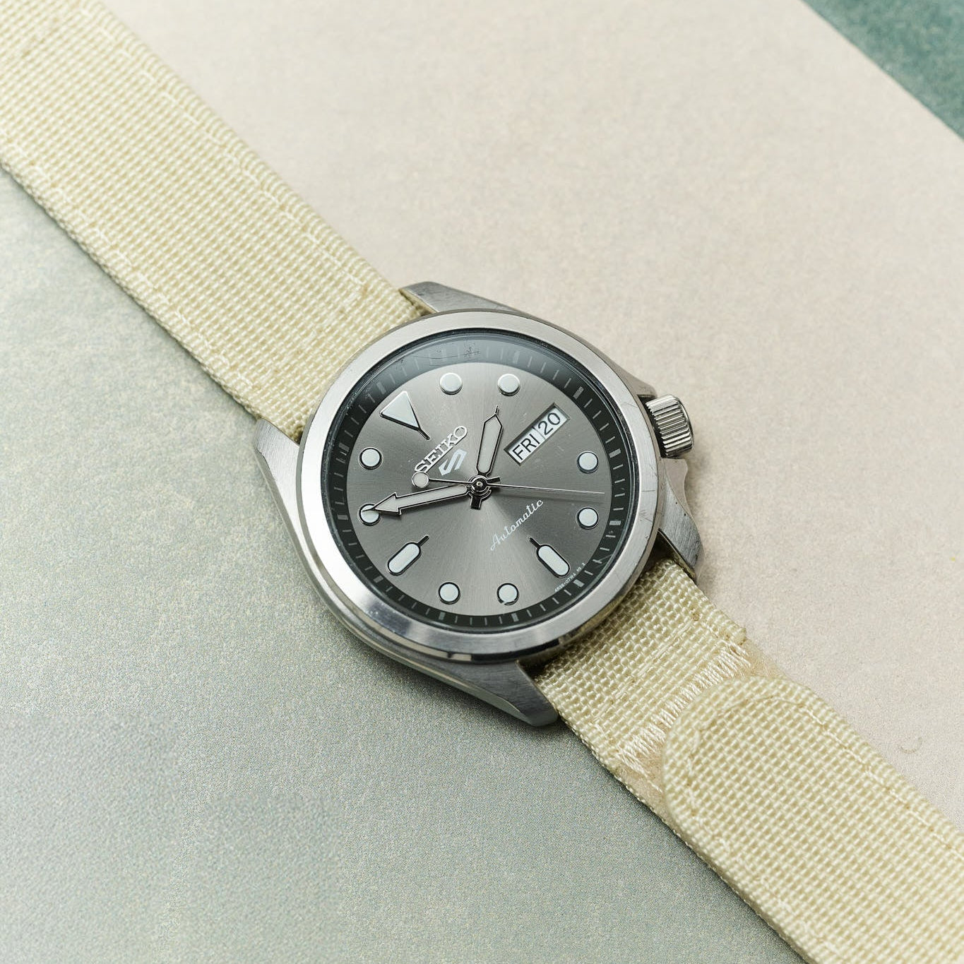 Premium Ribbed Two Piece Ballistic Nylon Strap - Cream - The Strap Tailor