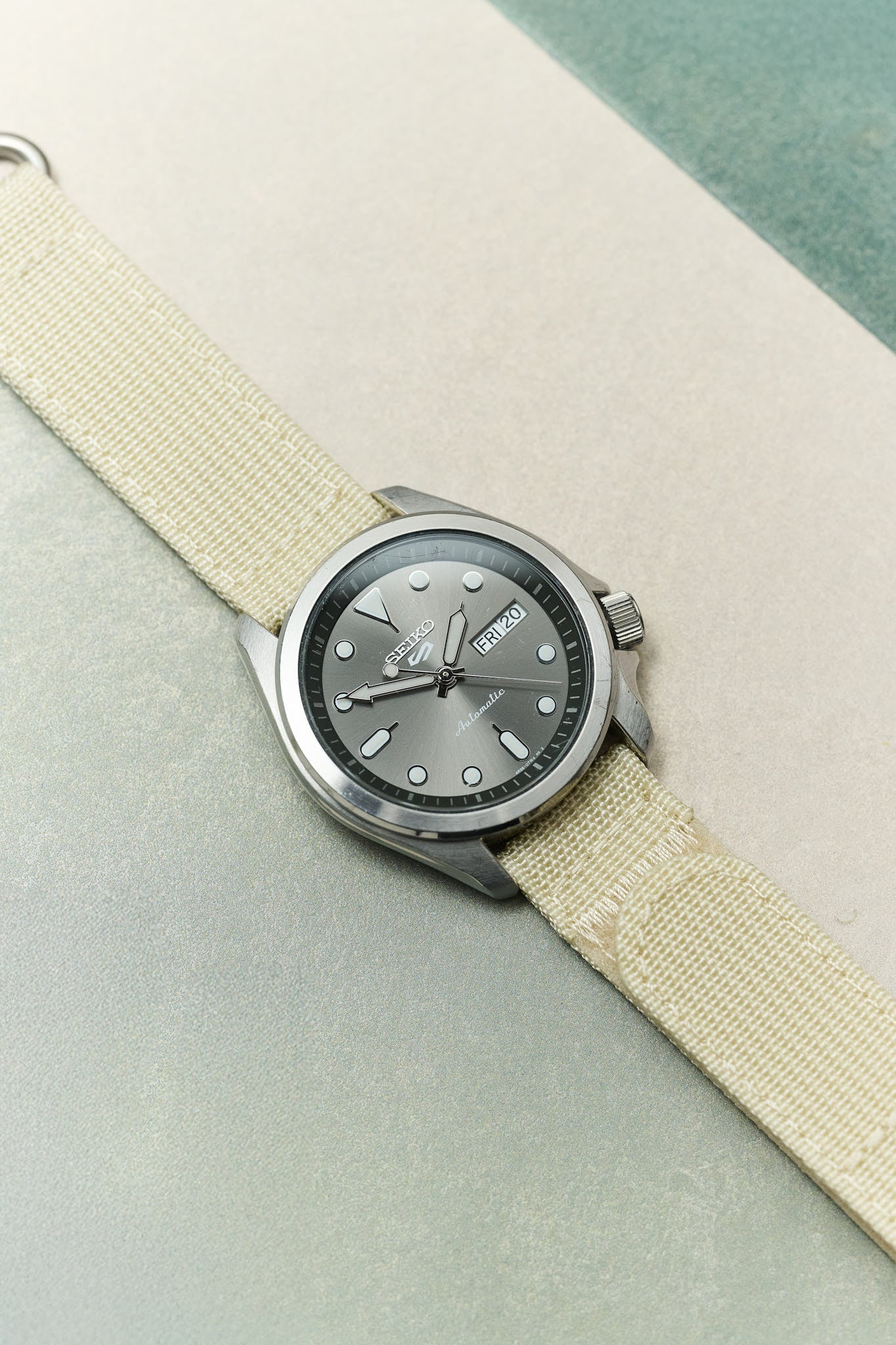 Premium Ribbed Two Piece Ballistic Nylon Strap - Cream - The Strap Tailor