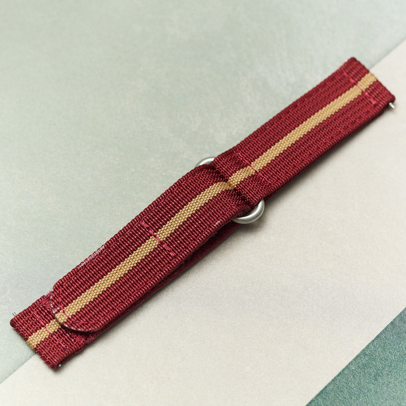 Premium Ribbed Two Piece Ballistic Nylon Strap - Burgundy & Khaki - The Strap Tailor