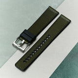 Leather & Rubber Strap - Olive Green