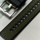 Leather & Rubber Strap - Olive Green