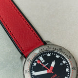 Leather & Rubber Strap - Red