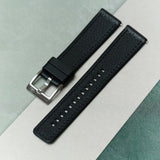 Leather & Rubber Strap - Black
