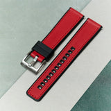 Leather & Rubber Strap - Red