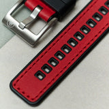 Leather & Rubber Strap - Red