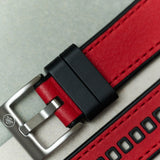 Leather & Rubber Strap - Red