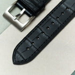The Riviera – Croc-Embossed FKM Rubber Strap - Black - The Strap Tailor