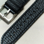 The Riviera – Croc-Embossed FKM Rubber Strap - Black - The Strap Tailor