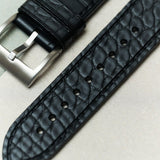 The Riviera – Croc-Embossed FKM Rubber Strap - Black - The Strap Tailor