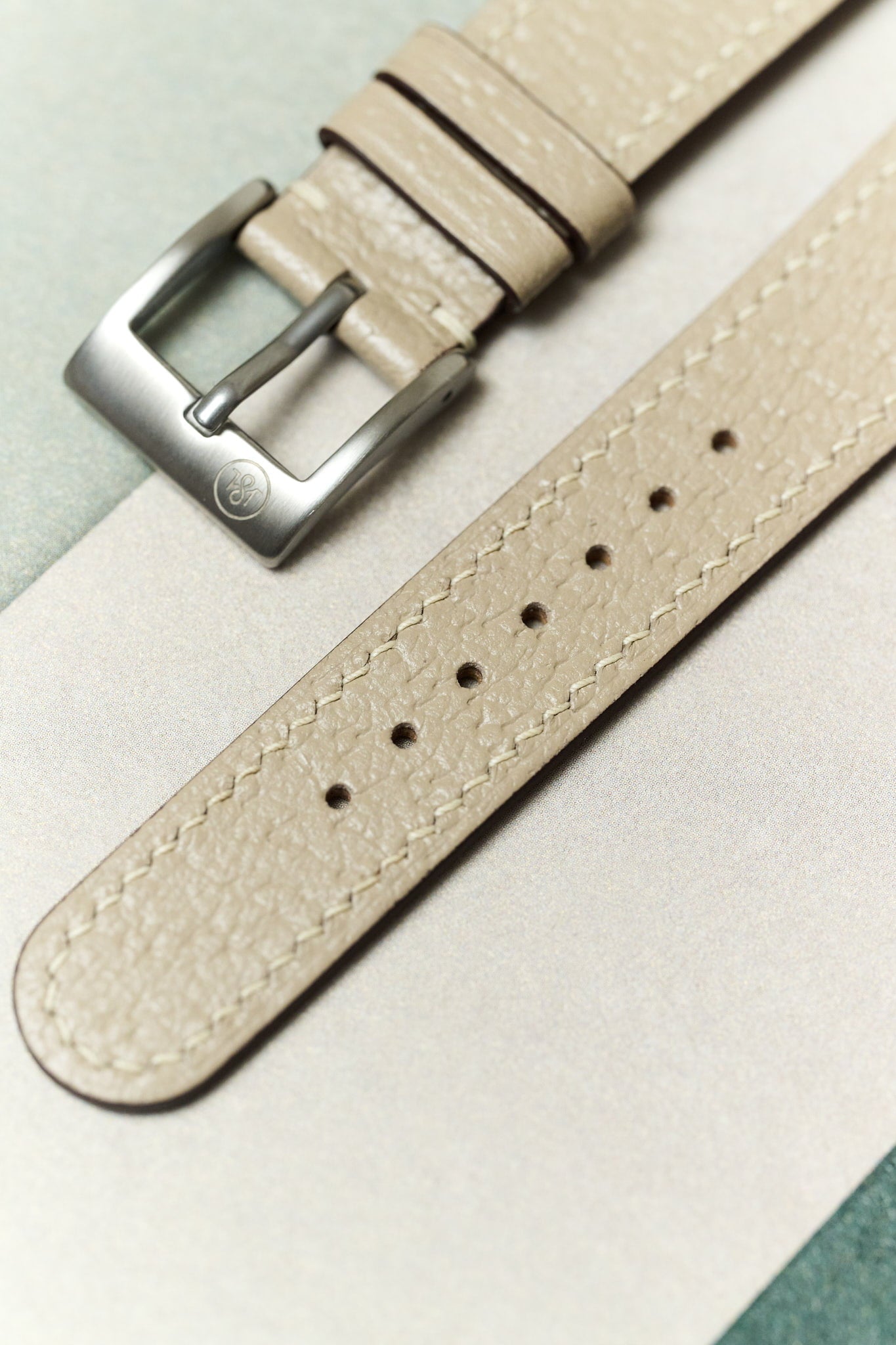 Vintage Style Pig Skin Watch Strap - Beige Slimline - RTW - The Strap Tailor