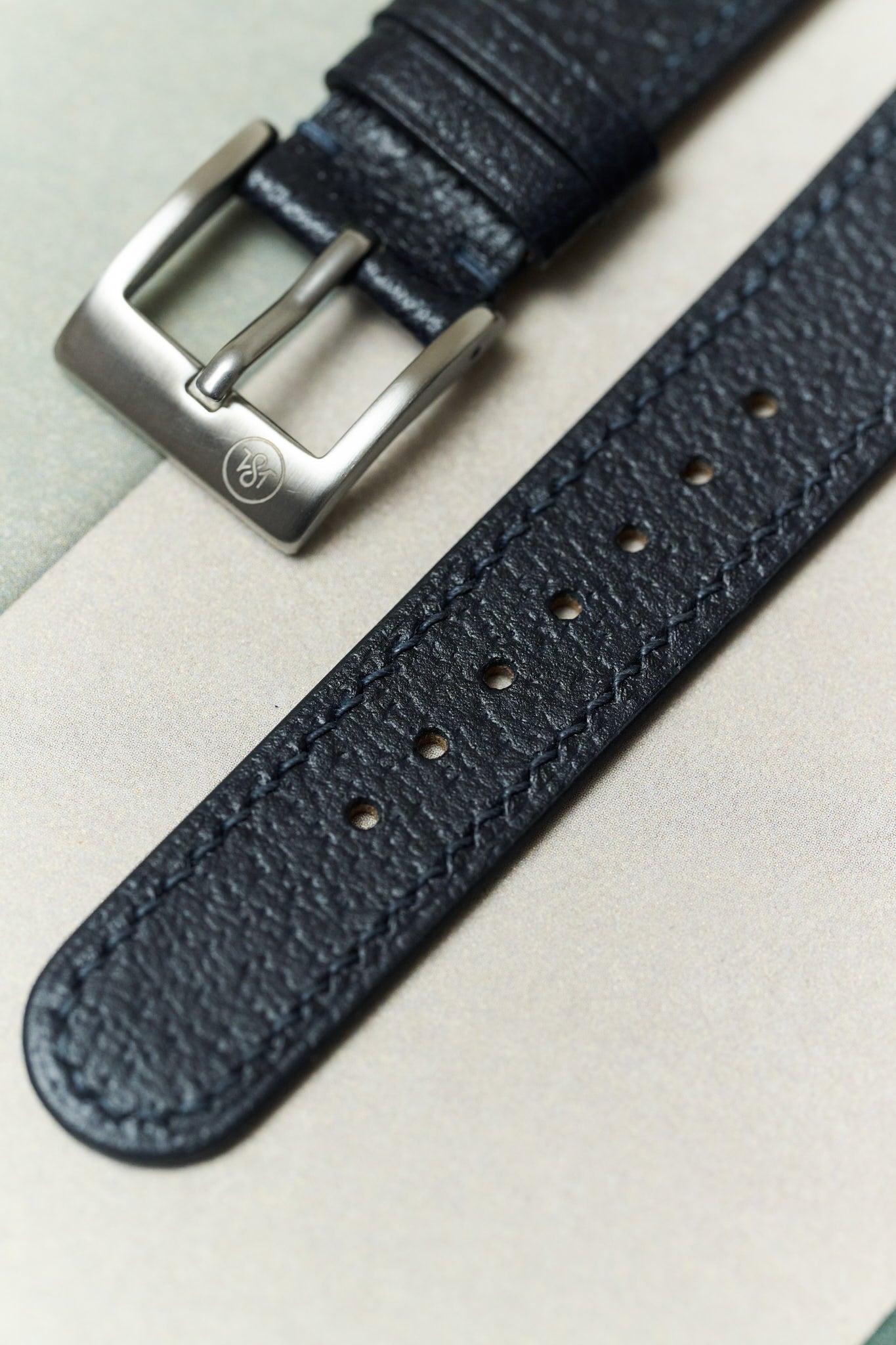Vintage Style Pig Skin Watch Strap - Navy Slimline - RTW - The Strap Tailor
