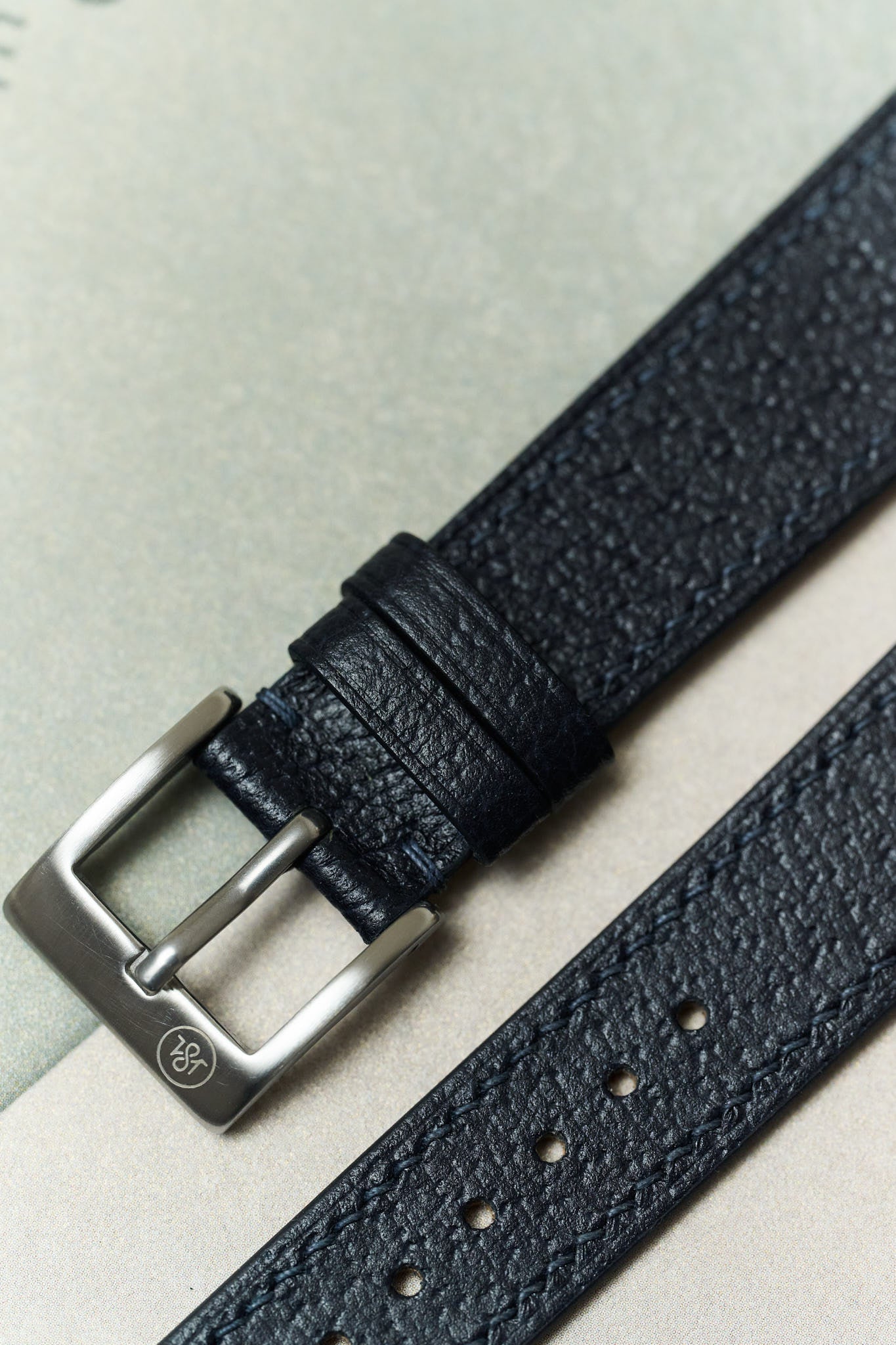 Vintage Style Pig Skin Watch Strap - Navy Slimline - RTW - The Strap Tailor