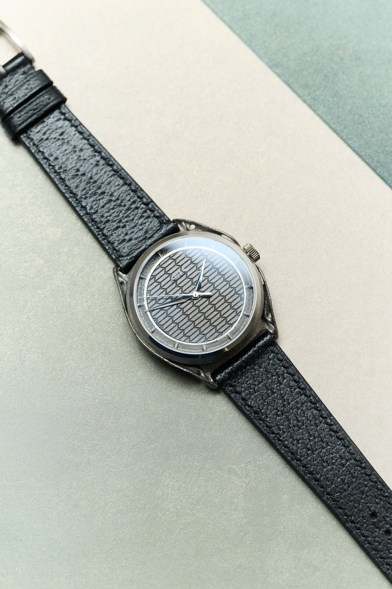 Vintage Style Pig Skin Watch Strap - Black Slimline - RTW - The Strap Tailor