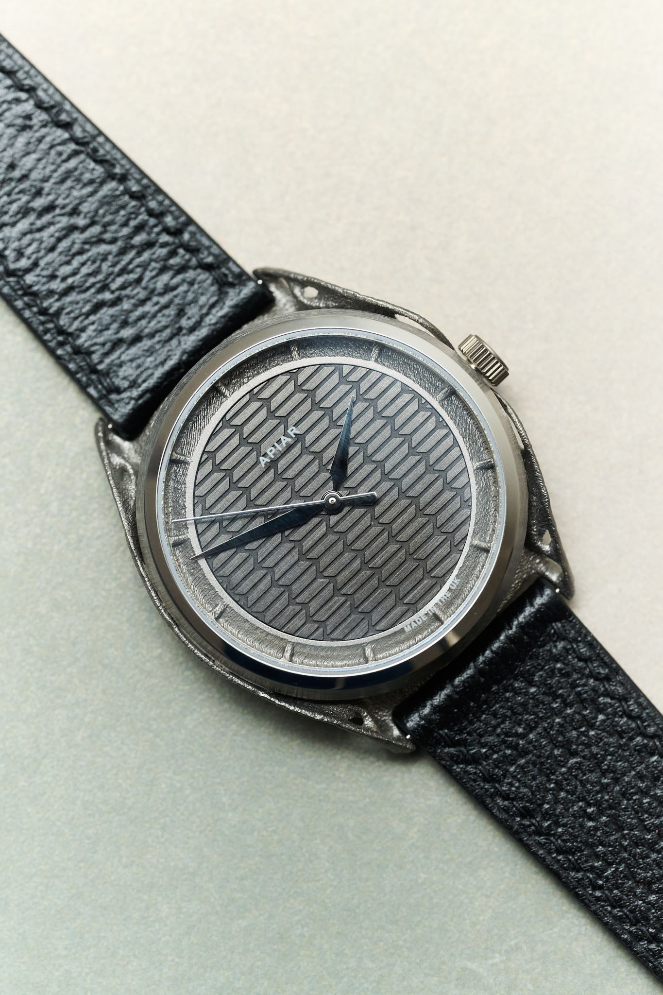 Vintage Style Pig Skin Watch Strap - Black Slimline - RTW - The Strap Tailor