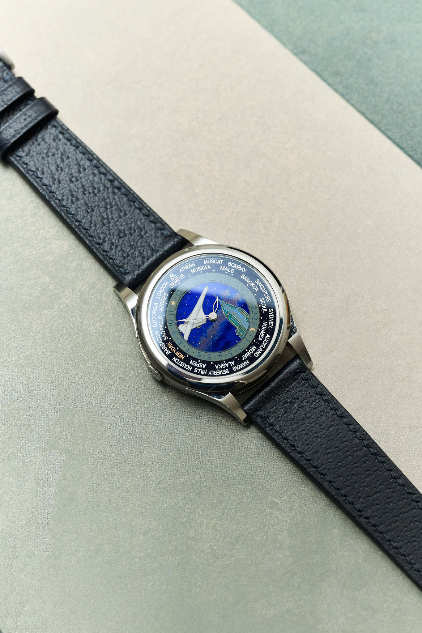 Vintage Style Pig Skin Watch Strap - Navy Slimline - RTW - The Strap Tailor