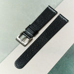 Vintage Style Pig Skin Watch Strap - Black Slimline - RTW - The Strap Tailor