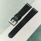Vintage Style Pig Skin Watch Strap - Black Slimline - RTW - The Strap Tailor