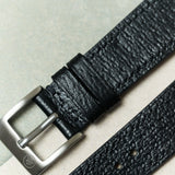 Vintage Style Pig Skin Watch Strap - Black Slimline - RTW - The Strap Tailor