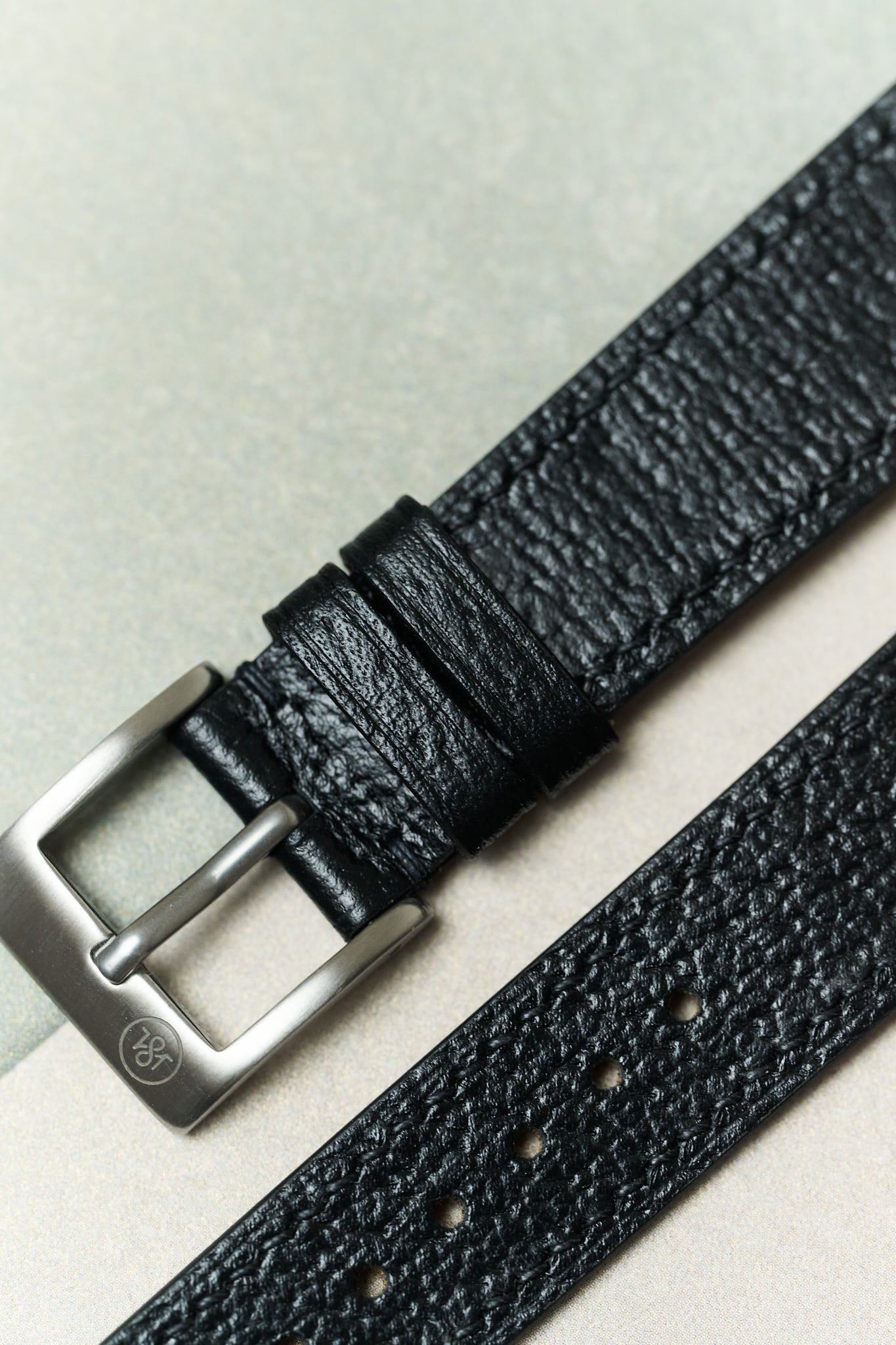 Vintage Style Pig Skin Watch Strap - Black Slimline - RTW - The Strap Tailor