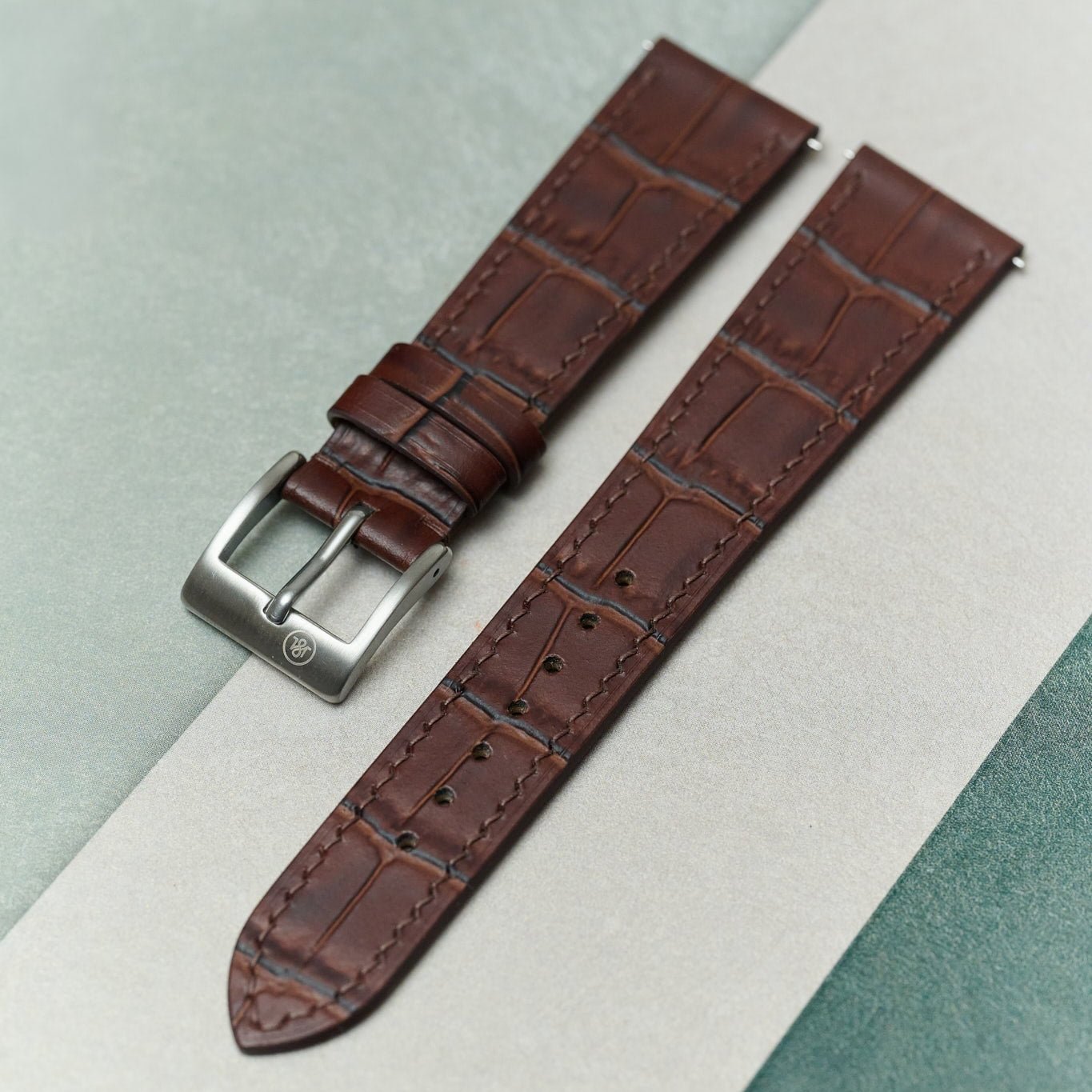 Embossed Crocodile Watch Strap - Brown Slimline - RTW - The Strap Tailor