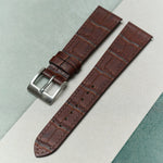 Embossed Crocodile Watch Strap - Brown Slimline - RTW - The Strap Tailor