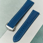 Stitched AquaFlex Rubber Deployant Strap - Blue - The Strap Tailor