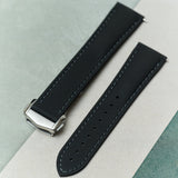 Stitched AquaFlex Rubber Deployant Strap - Black