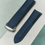 Omega-Style Deployant Sailcloth Watch Strap - Navy Blue - The Strap Tailor