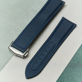Omega-Style Deployant Sailcloth Watch Strap - Navy Blue - The Strap Tailor