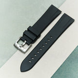 Soft Touch Chamfered Rubber Strap - Black