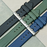 Soft Touch Chamfered Rubber Strap - Black