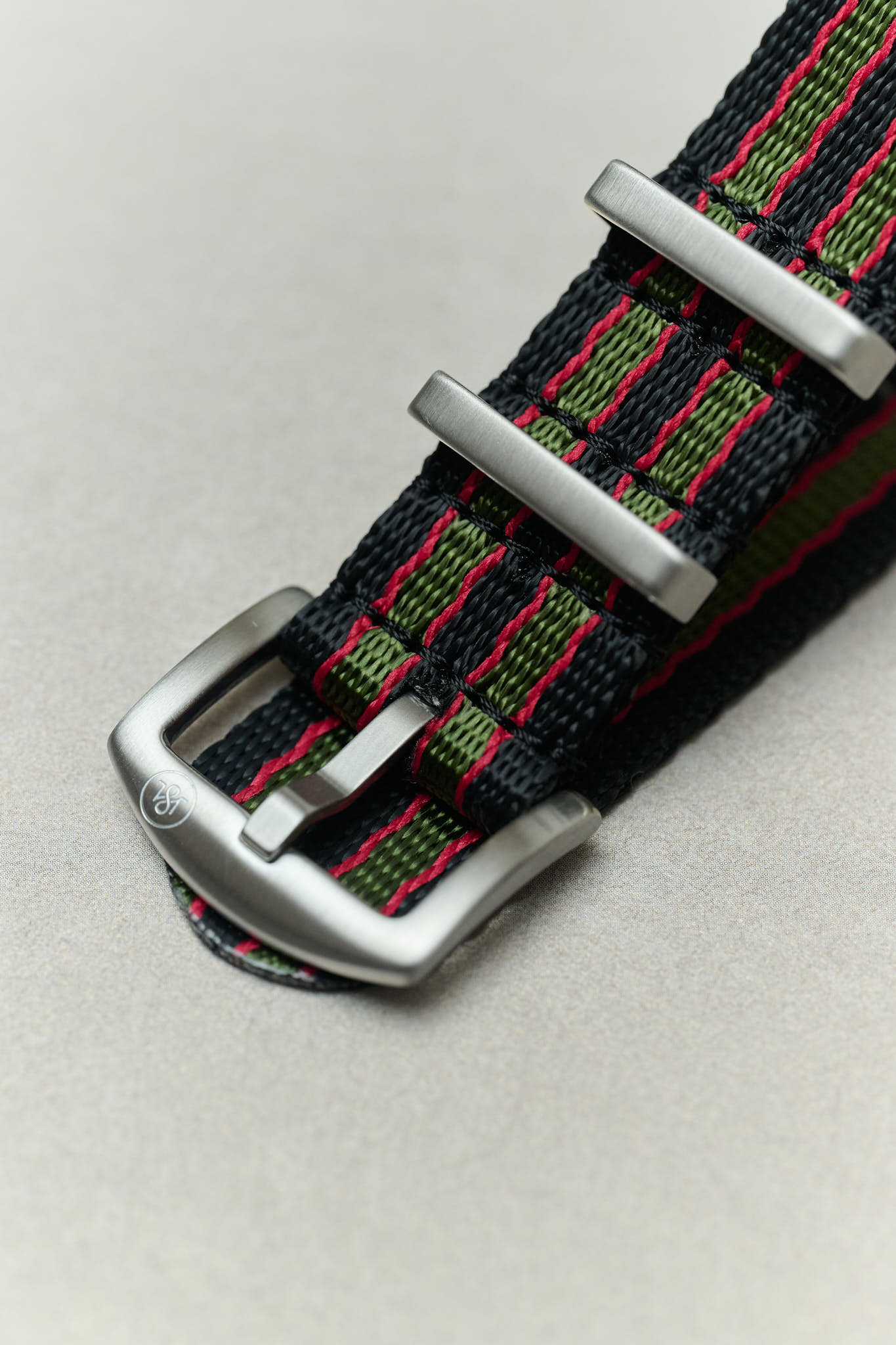 Premium Fabric Watch Strap - Bond Green/Red - The Strap Tailor
