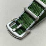 Premium Fabric Watch Strap - Army Green W/Grey Piping - The Strap Tailor