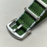 Premium Fabric Watch Strap - Army Green W/Grey Piping - The Strap Tailor