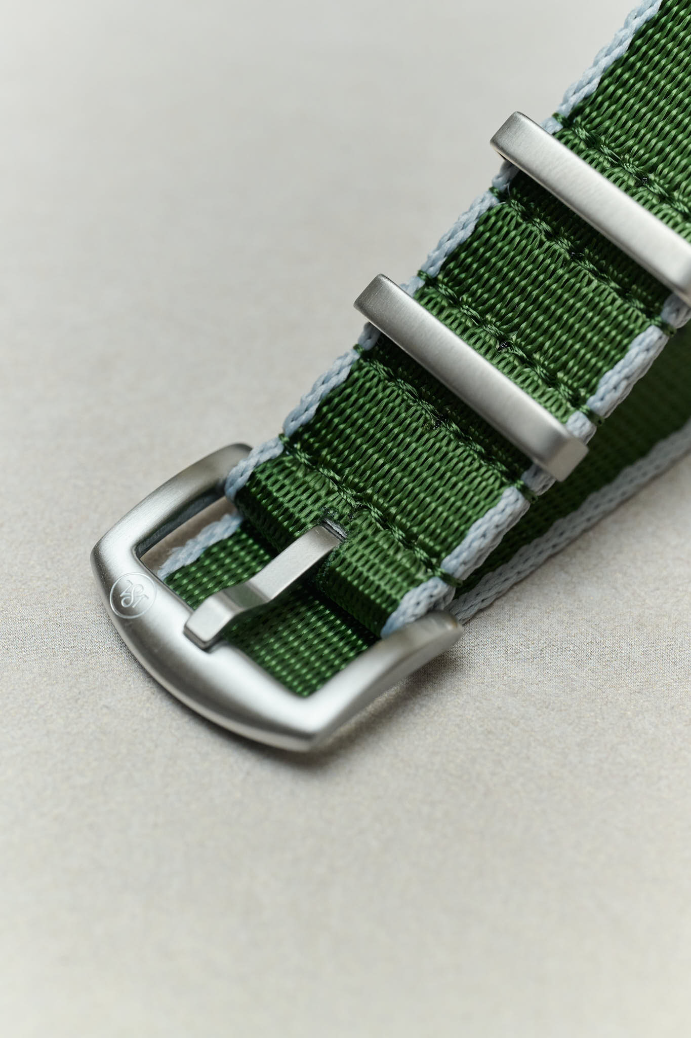 Premium Fabric Watch Strap - Army Green W/Grey Piping - The Strap Tailor