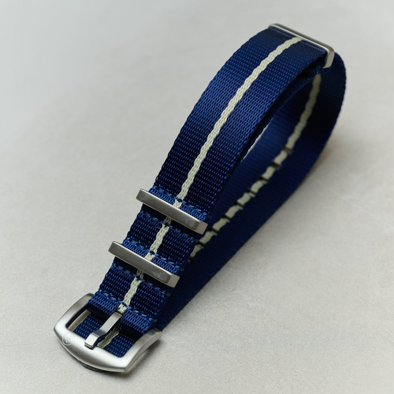 Premium Fabric Watch Strap - Navy W/Cream Pinstripe - The Strap Tailor