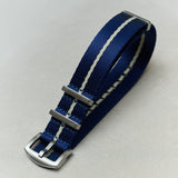 Premium Fabric Watch Strap - Navy W/Cream Pinstripe - The Strap Tailor