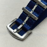 Premium Fabric Watch Strap - Navy W/Cream Pinstripe - The Strap Tailor