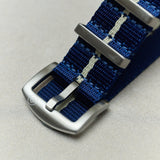 Premium Fabric Watch Strap - Navy W/Cream Pinstripe - The Strap Tailor