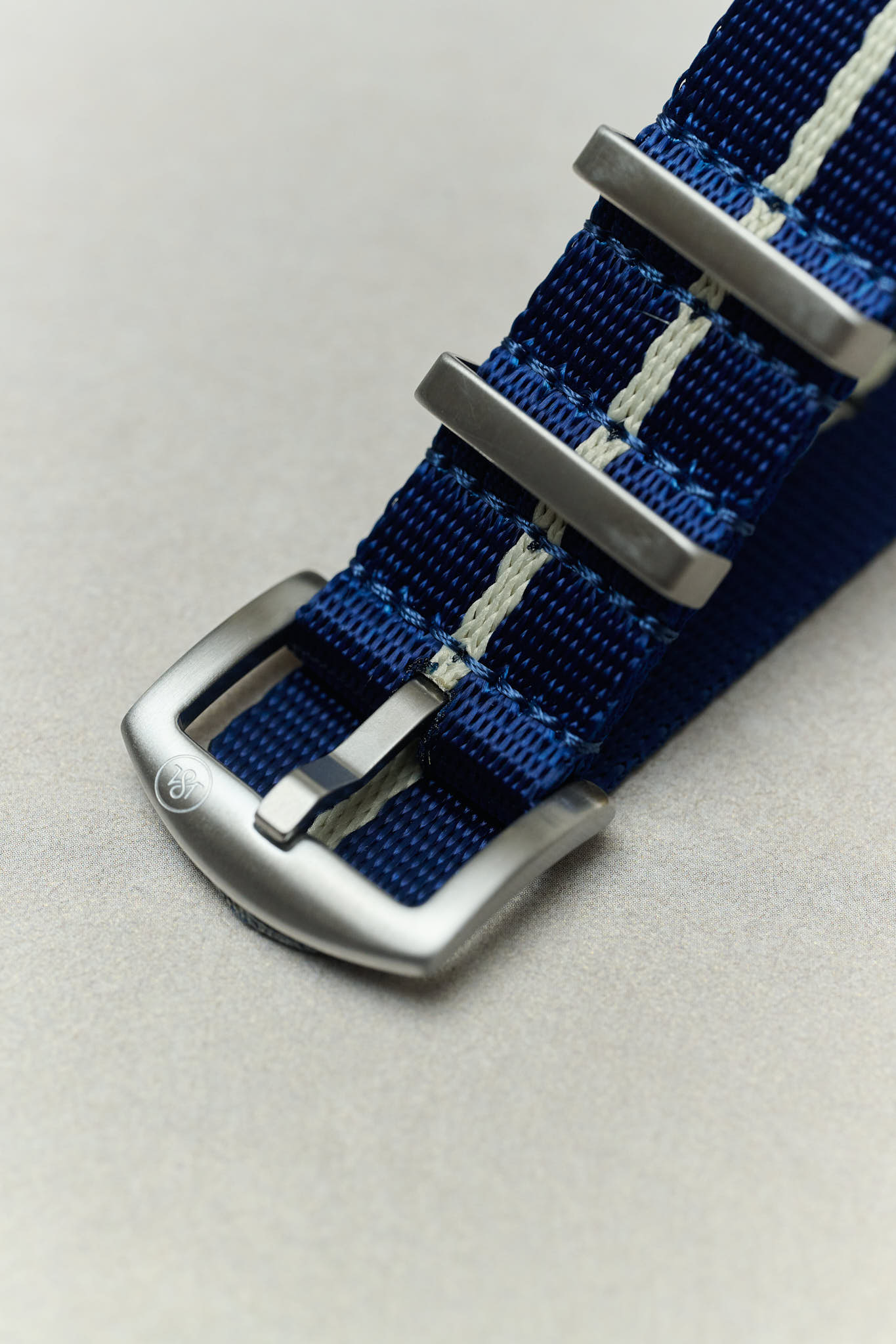 Premium Fabric Watch Strap - Navy W/Cream Pinstripe - The Strap Tailor