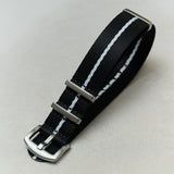 Premium Fabric Watch Strap - Black W/White Pinstripe - The Strap Tailor