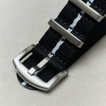 Premium Fabric Watch Strap - Black W/White Pinstripe - The Strap Tailor