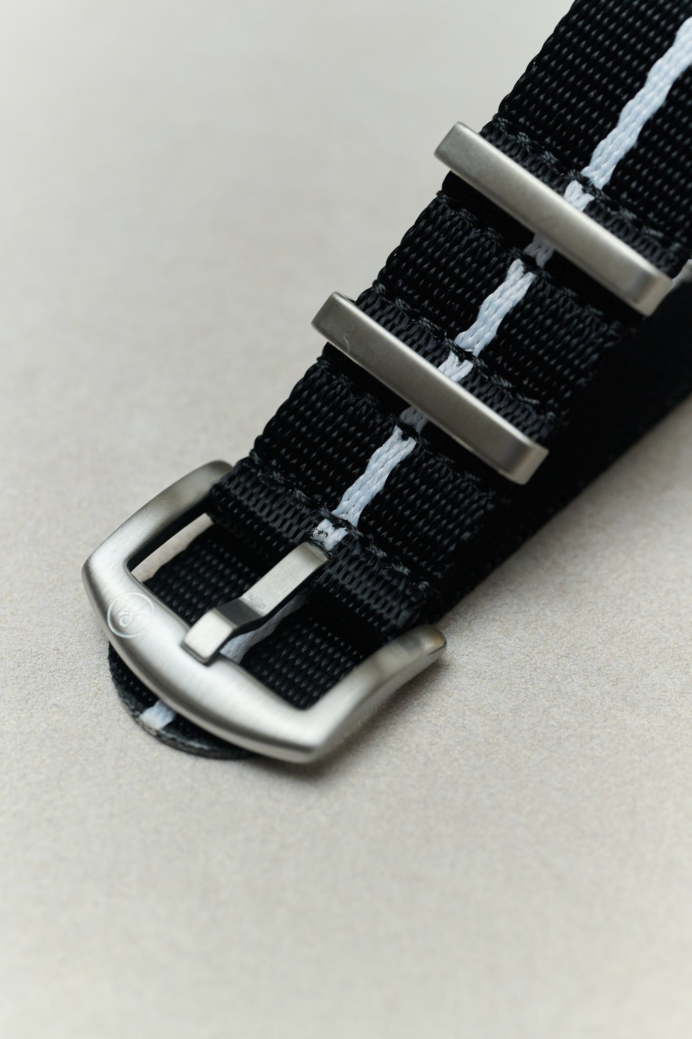 Premium Fabric Watch Strap - Black W/White Pinstripe - The Strap Tailor