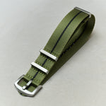 Premium Fabric Watch Strap - Army Green W/Black Pin Stripe - The Strap Tailor