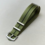 Premium Fabric Watch Strap - Army Green W/Black Pin Stripe - The Strap Tailor